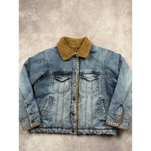 Wrangler Sherpa Lined Denim Jacket Women S Blue Jean Trucker Style Outerwear‎